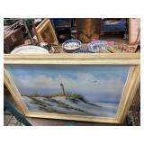 Coastal Landscape Painting with Lighthouse