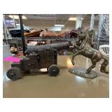 Metal Unicorn Figurine and Spanish Cannon Model