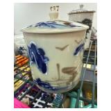 Japanese Lidded Porcelain Jar with Scenic Design