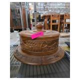 Large Carved Wooden Lidded Cake Stand