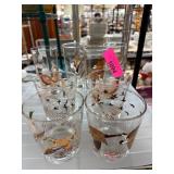 Glass Tumblers with Bird Motif