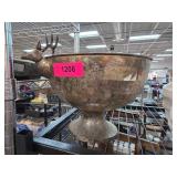 Silver-Tone Decorative Bowl With Deer Accents