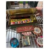 Halsam Checkers Set and Globe Paperweight