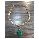 Gold-Fill Necklace with Green Stone Pendant
