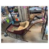 Antique Childï¿½s Wooden Sleigh with Cushion