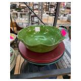 Green Embossed Ceramic Bowl by Tuscania