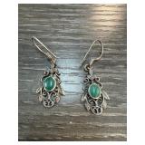 Sterling Silver and Malachite Earrings