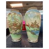 19th C Japanese Satsuma Hand-Painted Vases