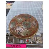 Brass Box with Floral Enamel Lid