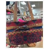 Sharif Studio Tapestry Handbag With Leather Accent