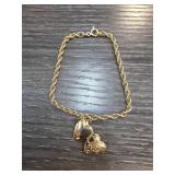 Sterling Silver Charm Bracelet W Locket