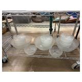 Frosted Glass Bowl Set With Ribbed Design