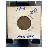 1909 Lincoln Wheat Penny " First Year Issue