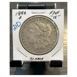1892-O Morgan Silver Dollar in Holder