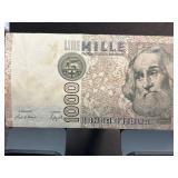 Italian 1000 Lire Banknote Featuring Verdi