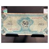 Italian 50 Lire Banknote, 1939 Issue