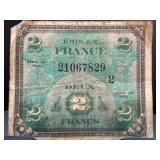 French Banque de France 2 Francs Banknote 1917