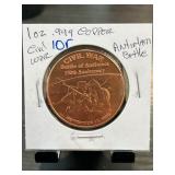 Civil War Copper Round Antietam 150th Anniversary