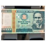 1986 Peru Diez Mil Intis Banknote