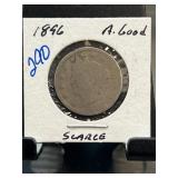 1896 Barber Quarter in About Good Condition