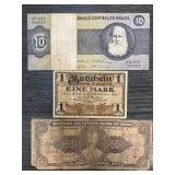 Three Vintage Banknotes