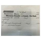 1870 New York Revenue Bond Receipt Document