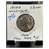 1973-D Jefferson Nickel Full Steps MS65+