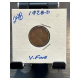 1928-D Lincoln Wheat Penny in V. Fine Condition