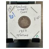 1853 Seated Liberty Dime With Arrows