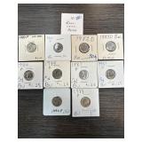 10 Roosevelt Dimes in Holders