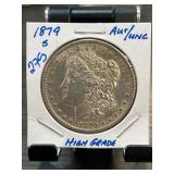 1879-S Morgan Silver Dollar, AU/Unc High Grade