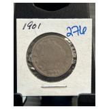 1901 Liberty Head V Nickel in Holder