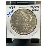 1887 Morgan Silver Dollar AU/UNC Detail