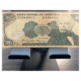 Venezuelan 20 Bolivares Banknote, 1985