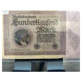 1923 German 100,000 Mark Banknote