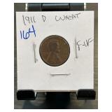 1911-D Lincoln Wheat Cent, Fine to Very Fine