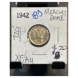 1942 Mercury Dime in XF/AU Condition