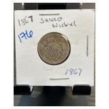 1867 Shield Nickel in Paper Holder
