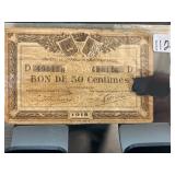 1918 French 50 Centimes Banknote