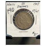 1907 Haiti 20 Centimes Coin