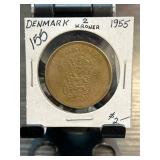 1955 Denmark 2 Kroner Coin