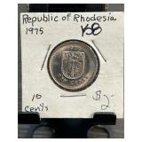 1975 Republic of Rhodesia 10 Cents Coin