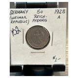 1928 Germany 50 Reichspfennig Coin