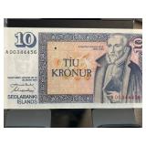 Icelandic 10 Kronur Banknote, 1961 Issue