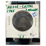 1755 Hesse-Cassel 3 Heller Coin