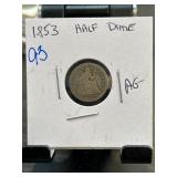 1853 Liberty Seated Half Dime Coin