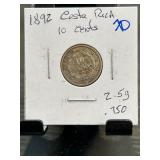 1892 Costa Rica 10 Centavos Coin