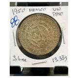 1950 Mexico Un Peso Silver Coin