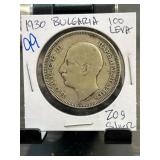 1930 Bulgaria 100 Leva Silver Coin