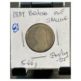 1889 British One Shilling Coin